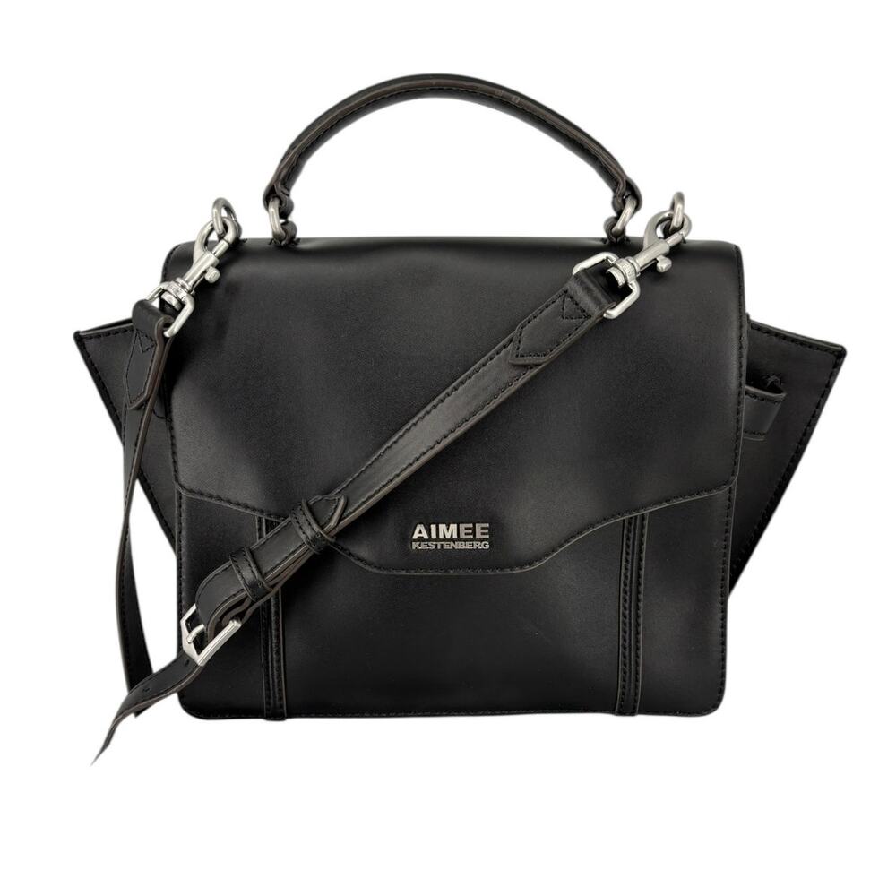 Aimee Kestenberg Italian Leather Pheonix Purse Black Crossbody Modern Tote